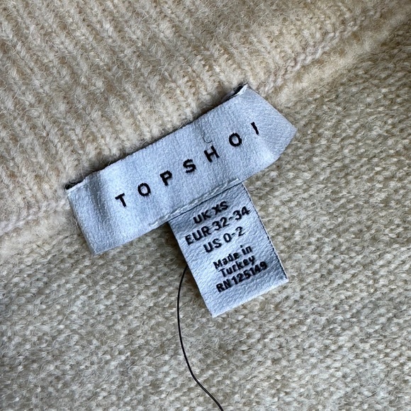 NWT Topshop XS Neutral Fuzzy Sweater V-Neck Lightweight Knit - Picture 5 of 13